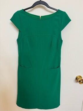 Vince Camuto Classic Green Cap-Sleeve Sheath Dress